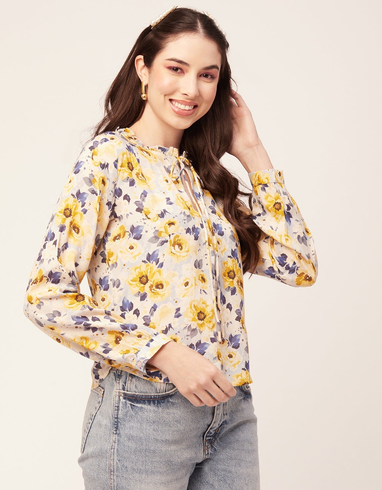 Printed Puffed Sleeve Tunic