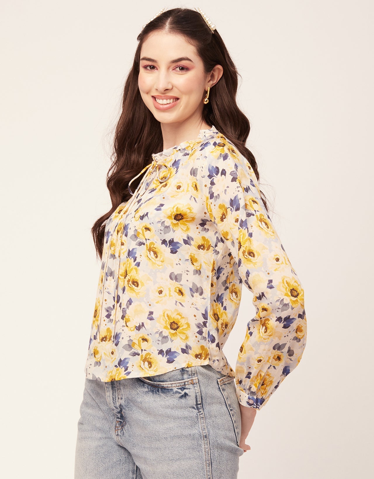 Printed Puffed Sleeve Tunic