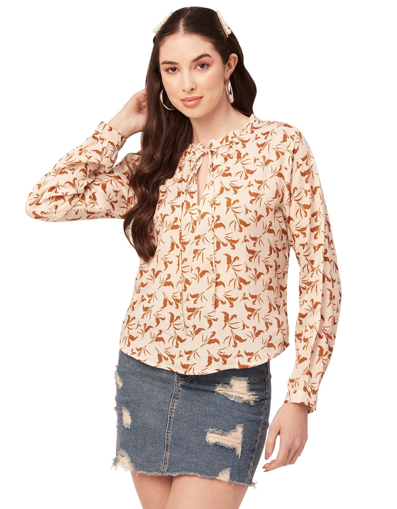 Printed Puffed Sleeve Tunic