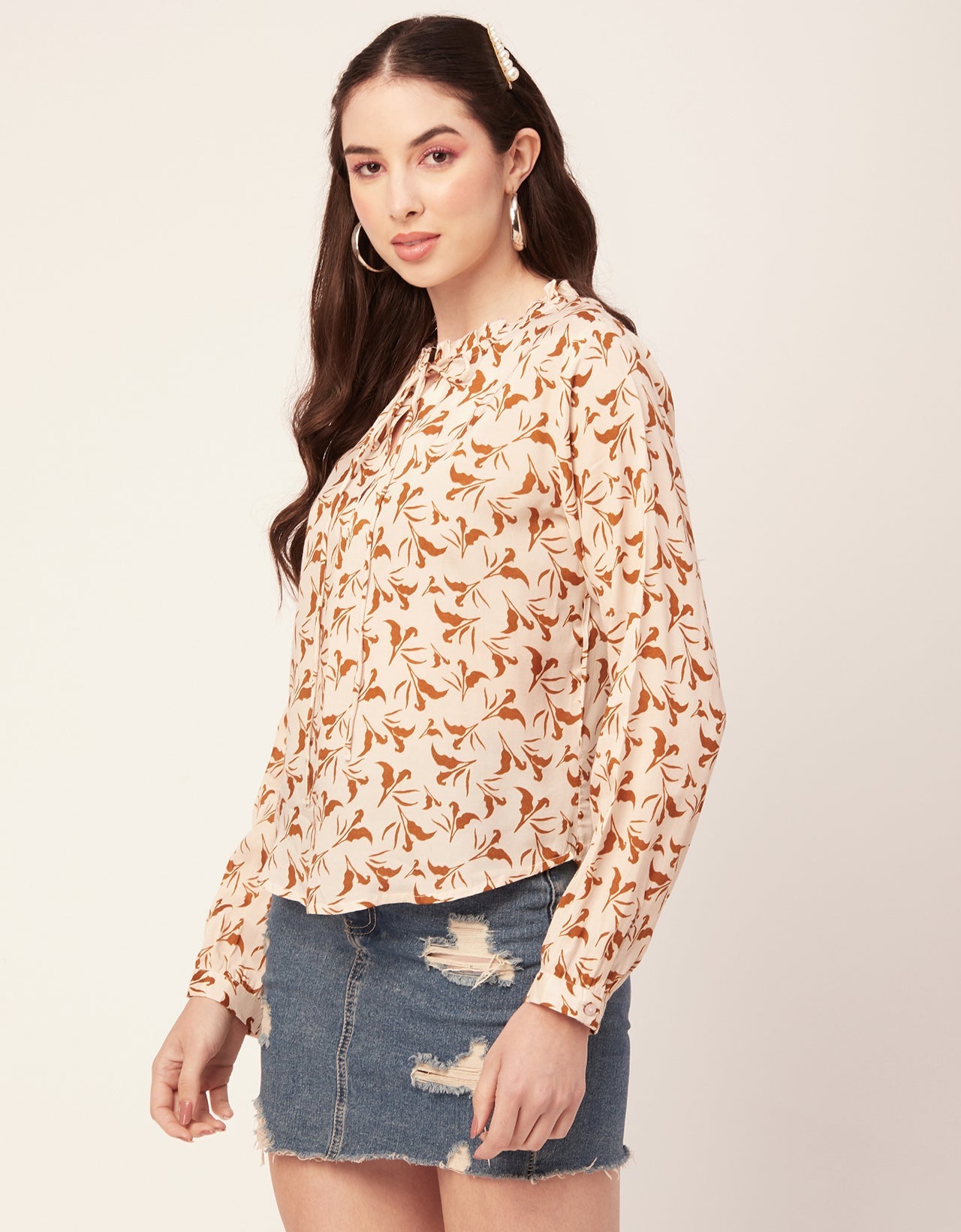 Printed Puffed Sleeve Tunic