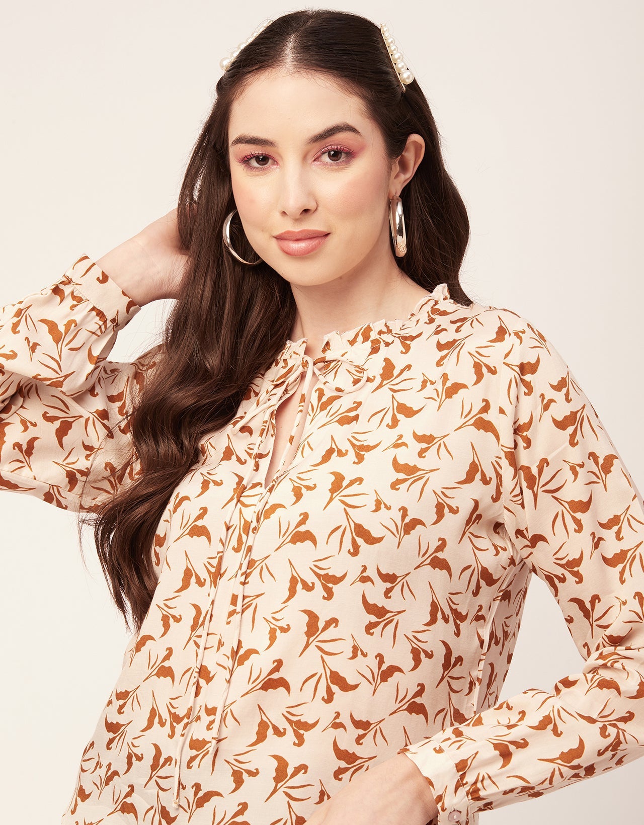Printed Puffed Sleeve Tunic