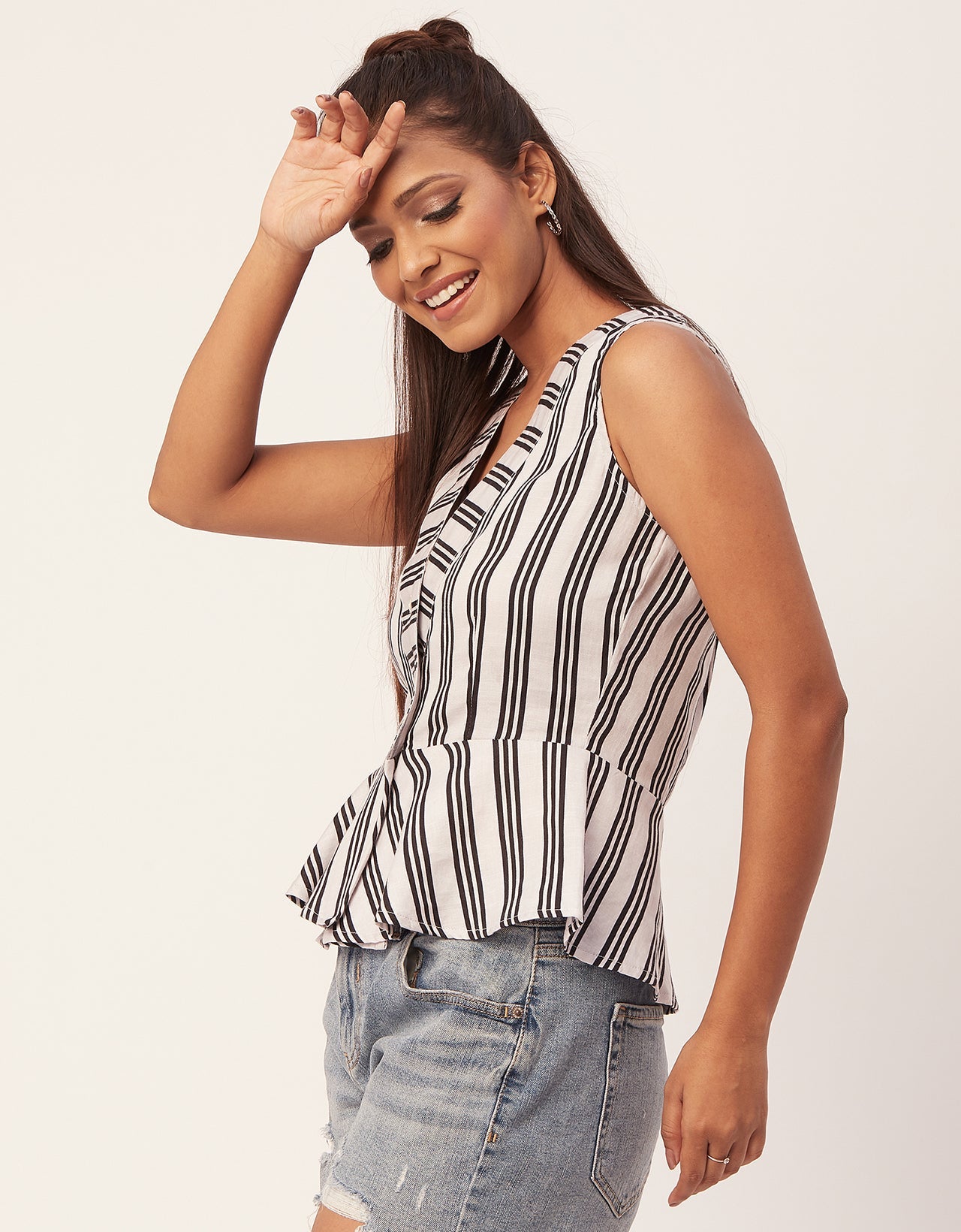 Printed Peplum Formal Top
