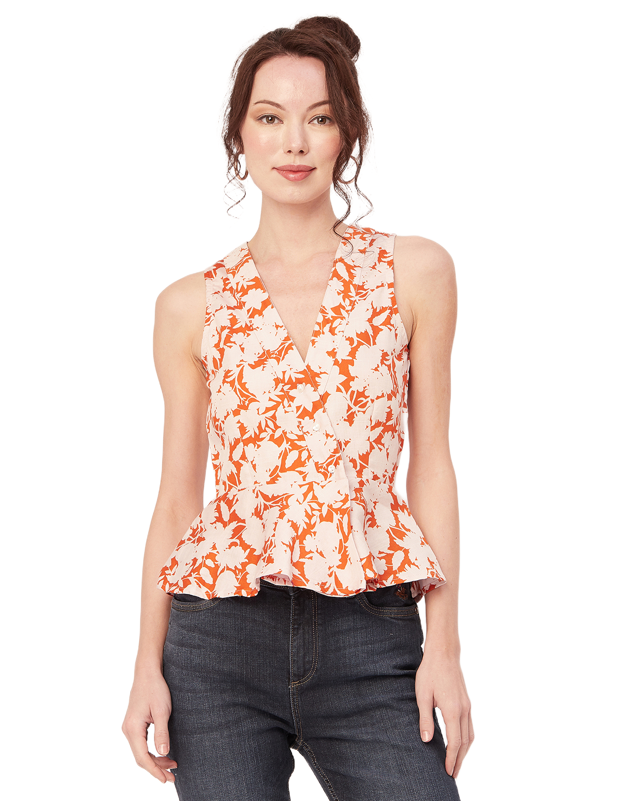 Printed Peplum Formal Top