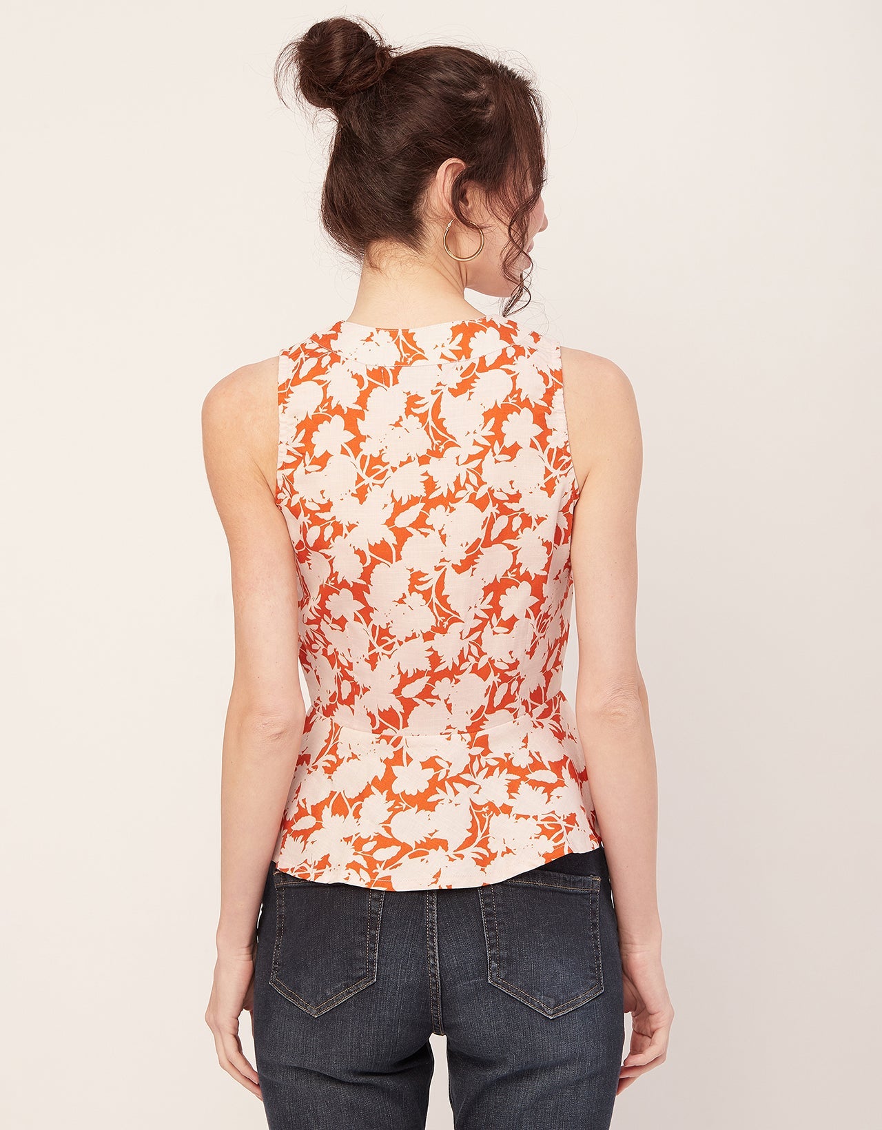 Printed Peplum Formal Top