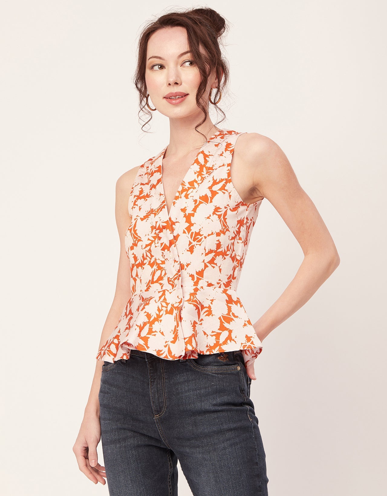 Printed Peplum Formal Top