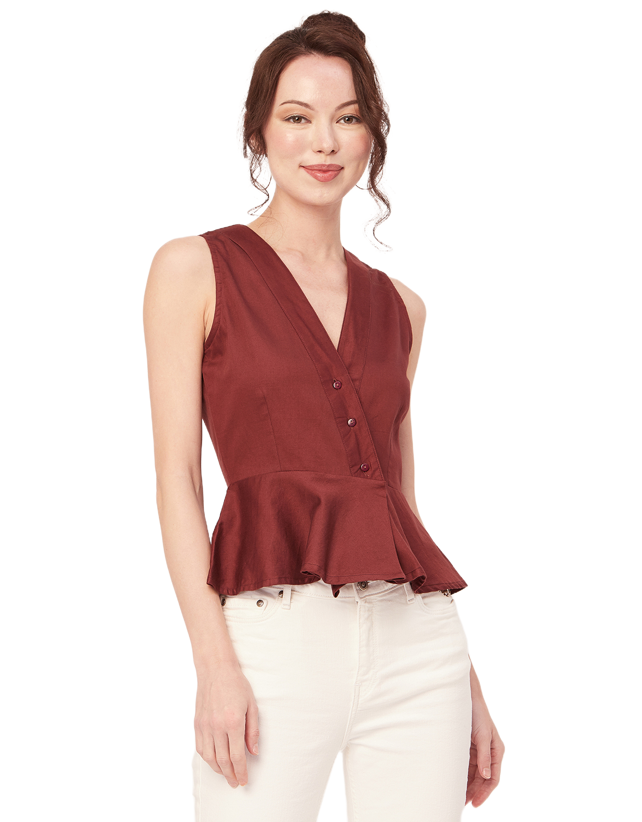 Printed Peplum Formal Top