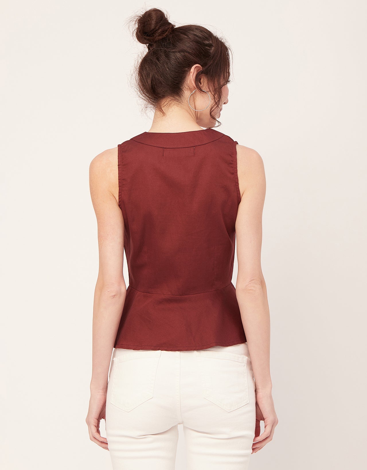 Printed Peplum Formal Top