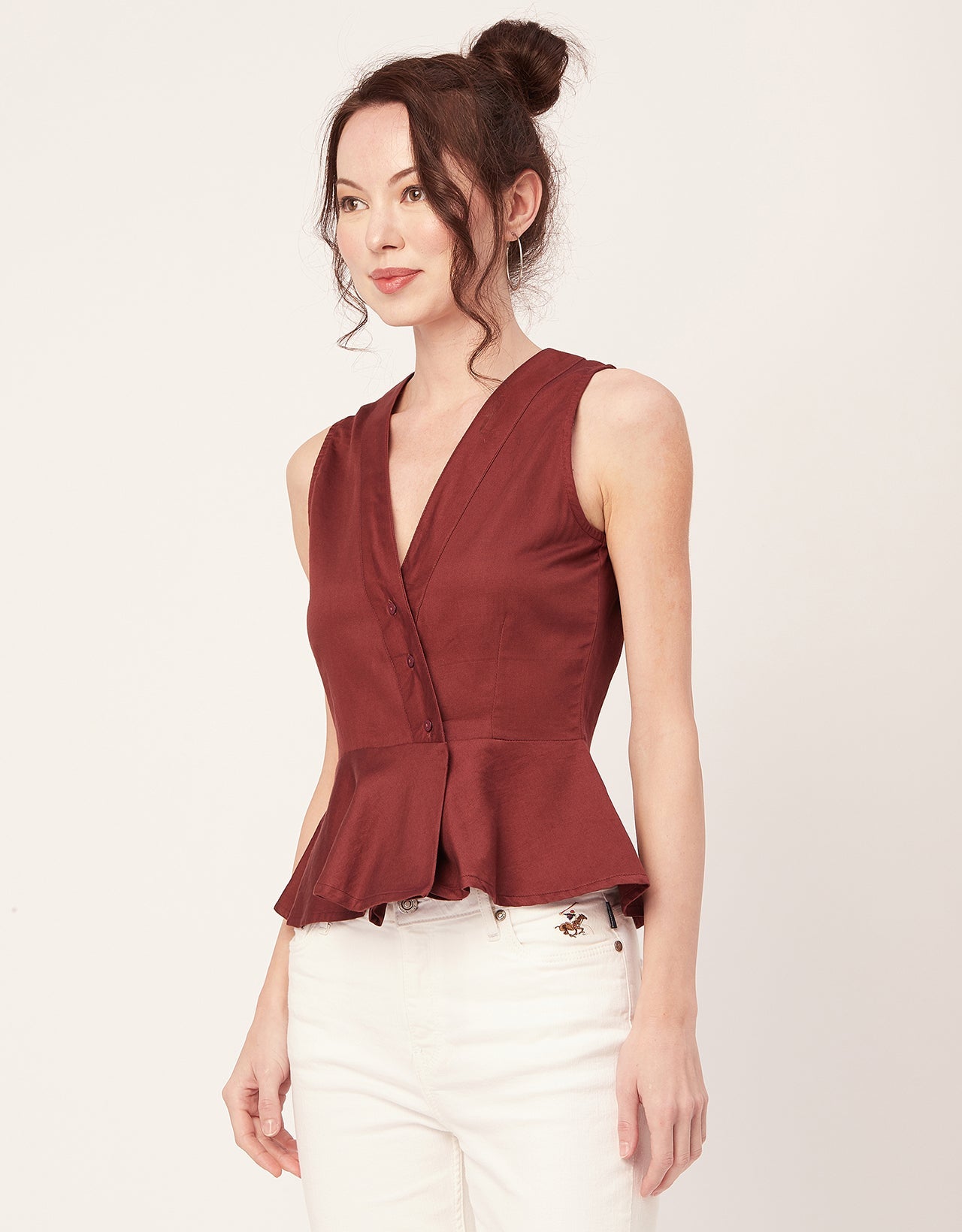 Printed Peplum Formal Top