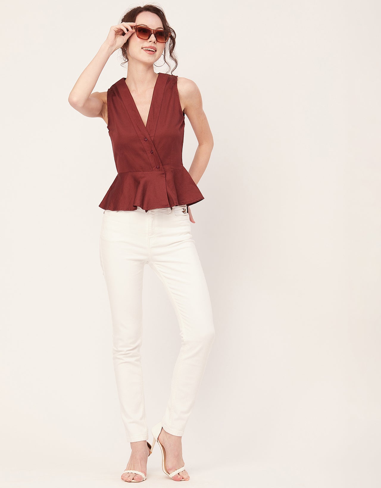 Printed Peplum Formal Top