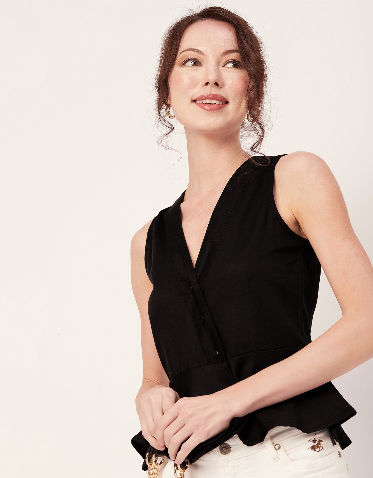 Printed Peplum Formal Top