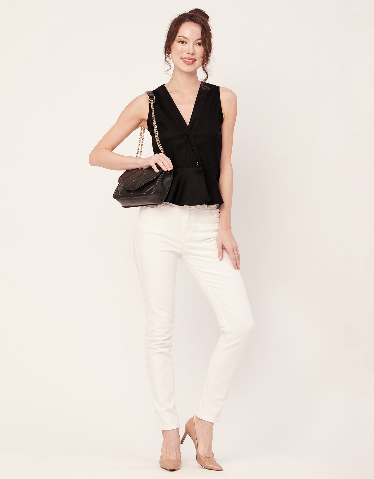 Printed Peplum Formal Top