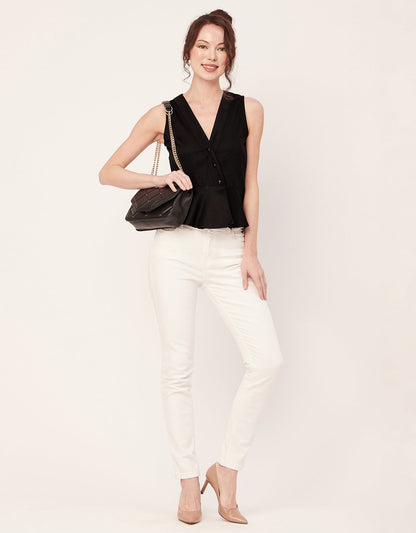 Printed Peplum Formal Top