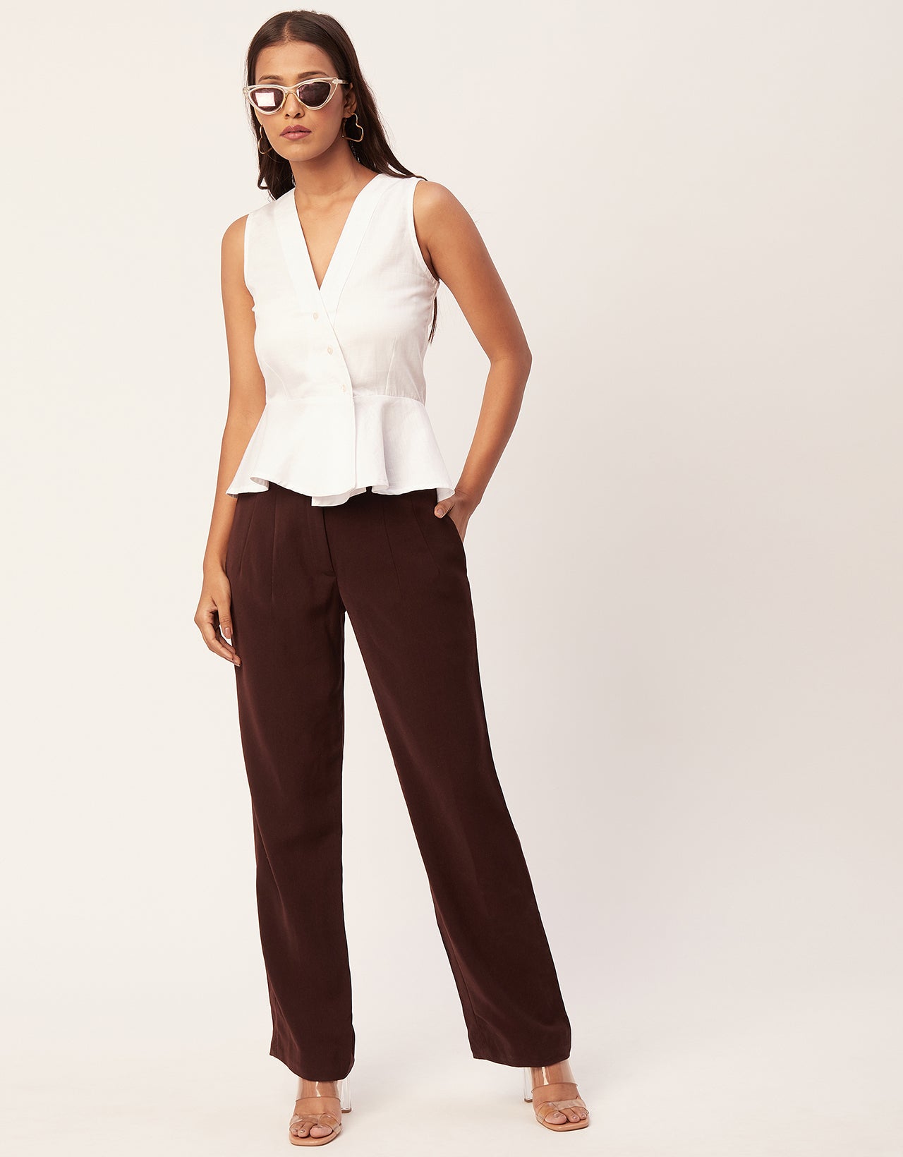 Printed Peplum Formal Top