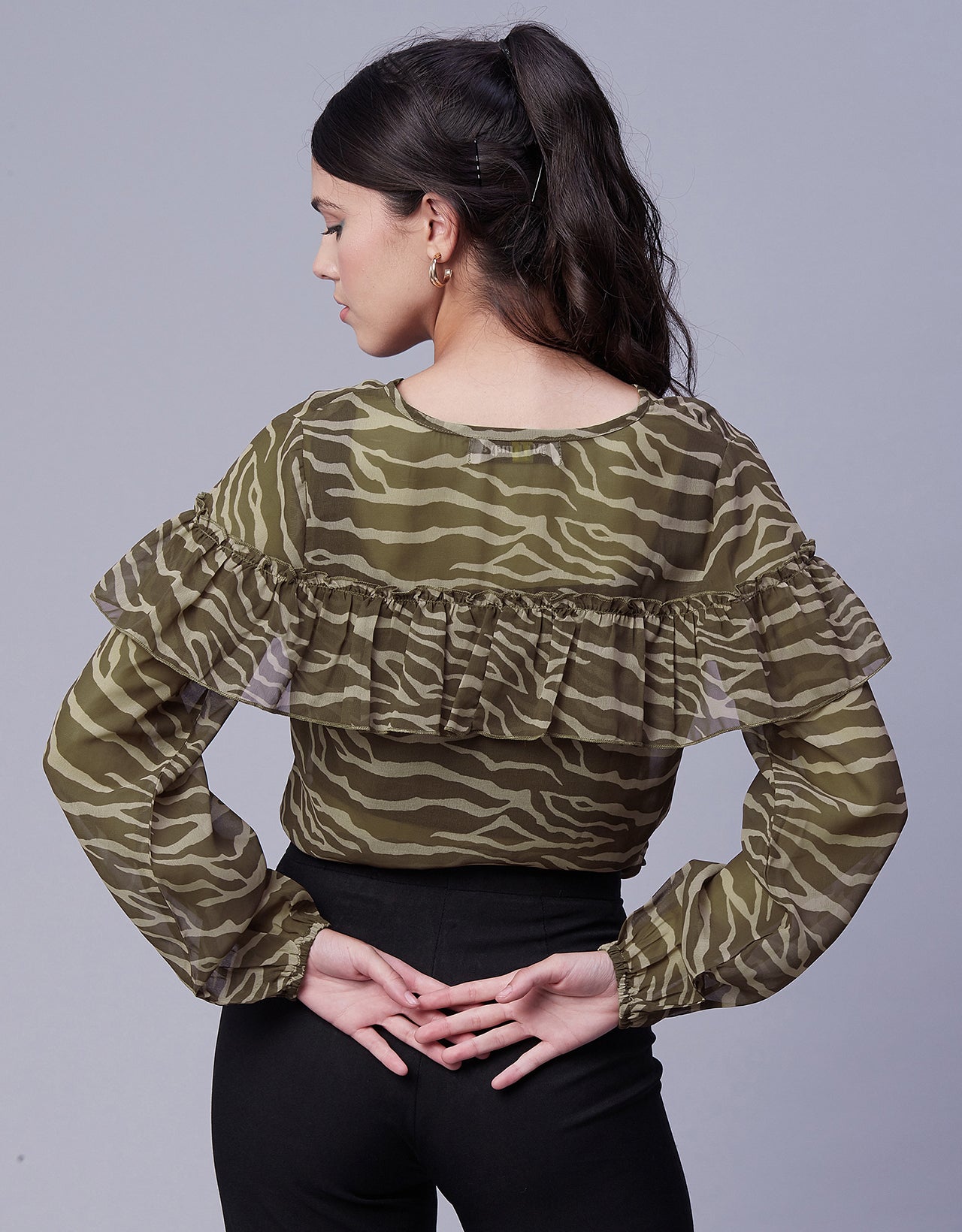 Ruffle Sheer Tunic Top