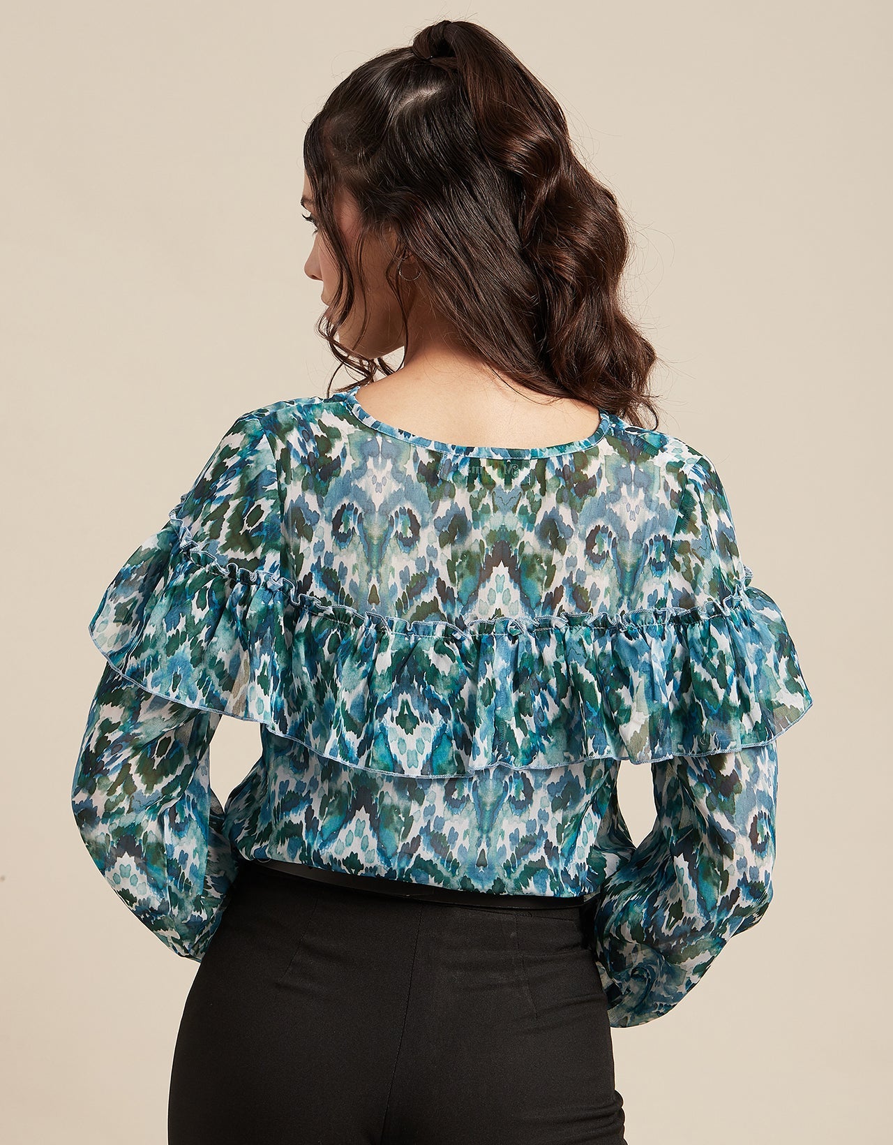 Ruffle Sheer Tunic Top