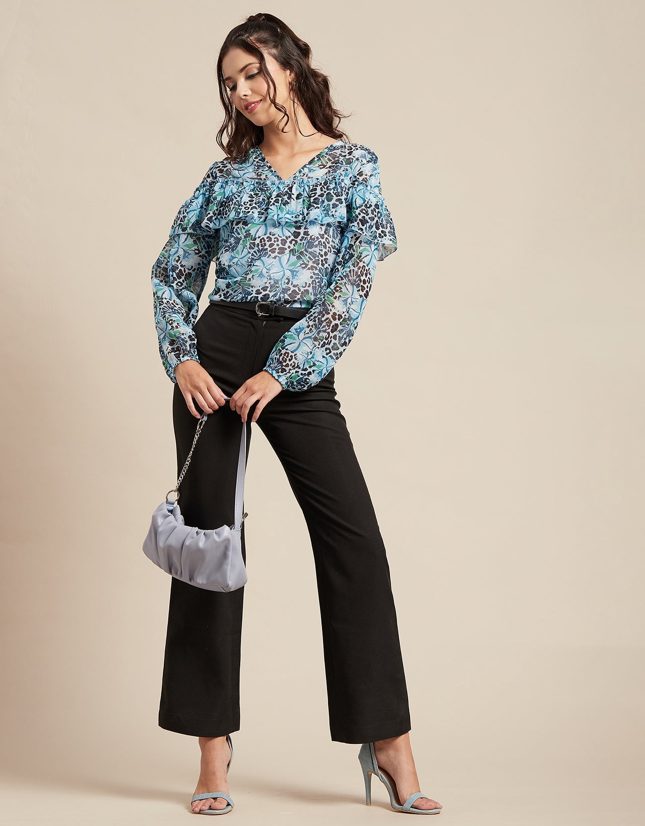 Ruffle Sheer Tunic Top