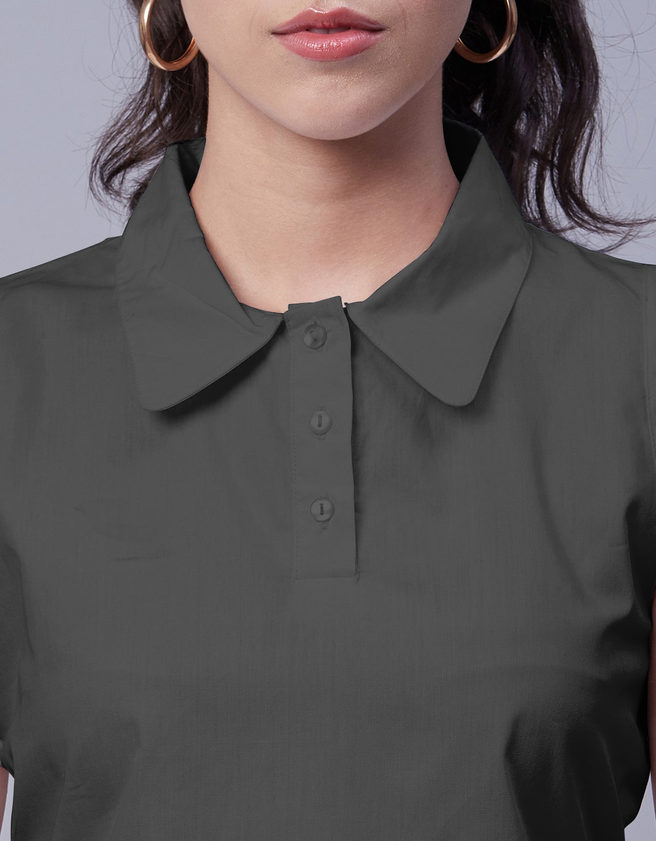 Solid Collar Neck Crop Top