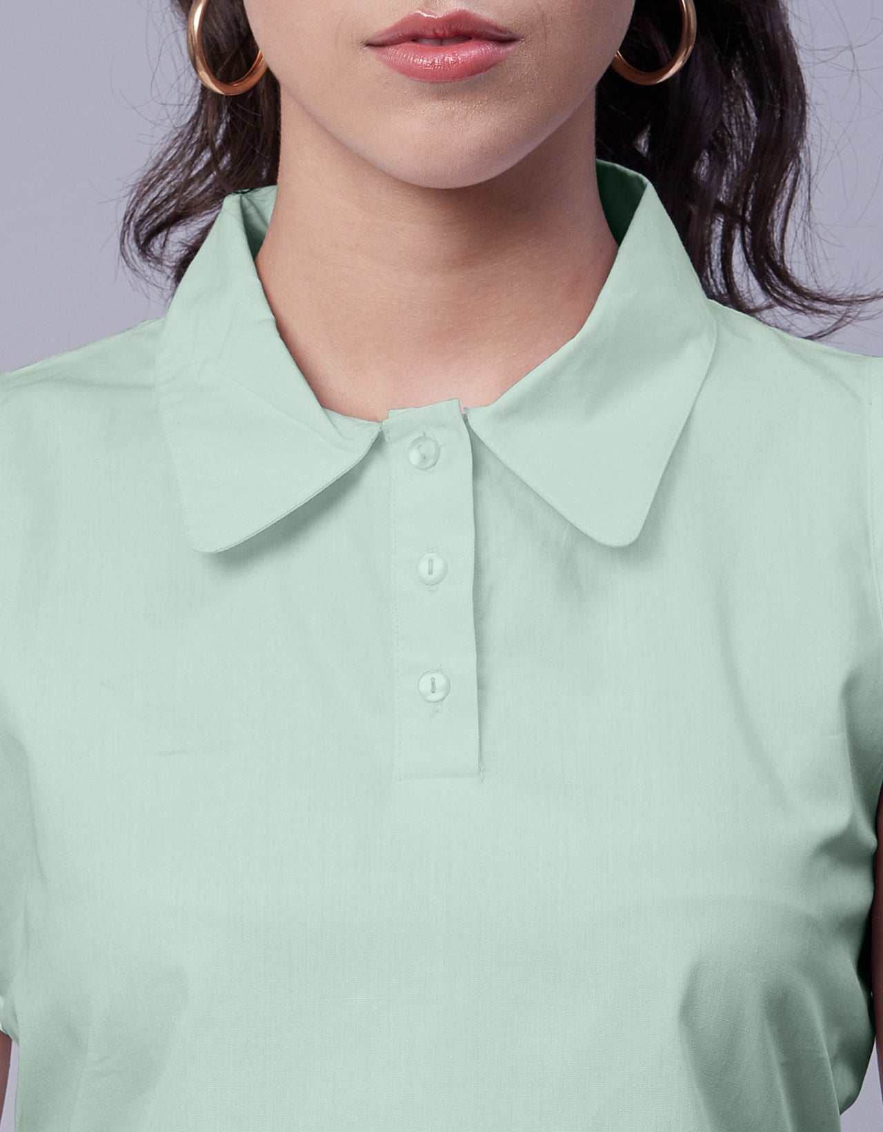 Solid Collar Neck Crop Top