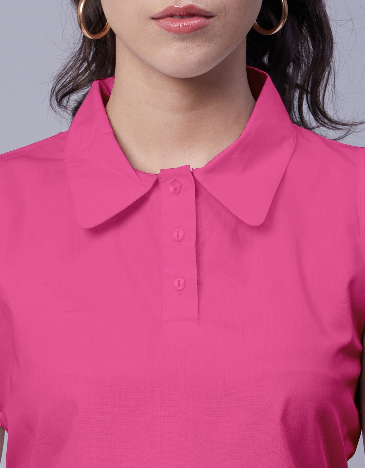 Solid Collar Neck Crop Top