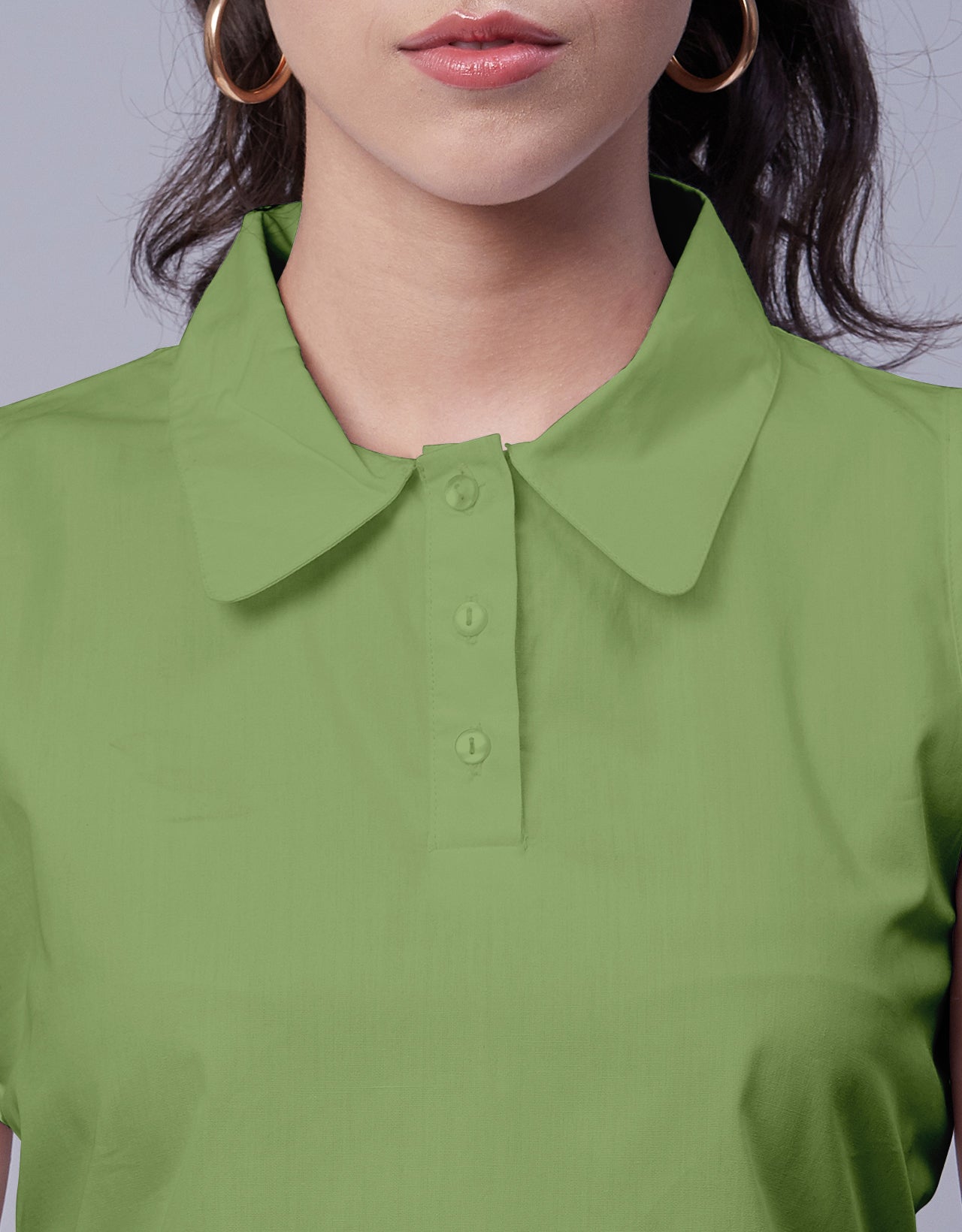 Solid Collar Neck Crop Top