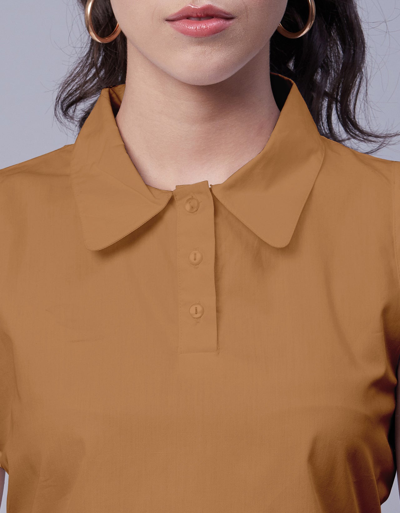 Solid Collar Neck Crop Top