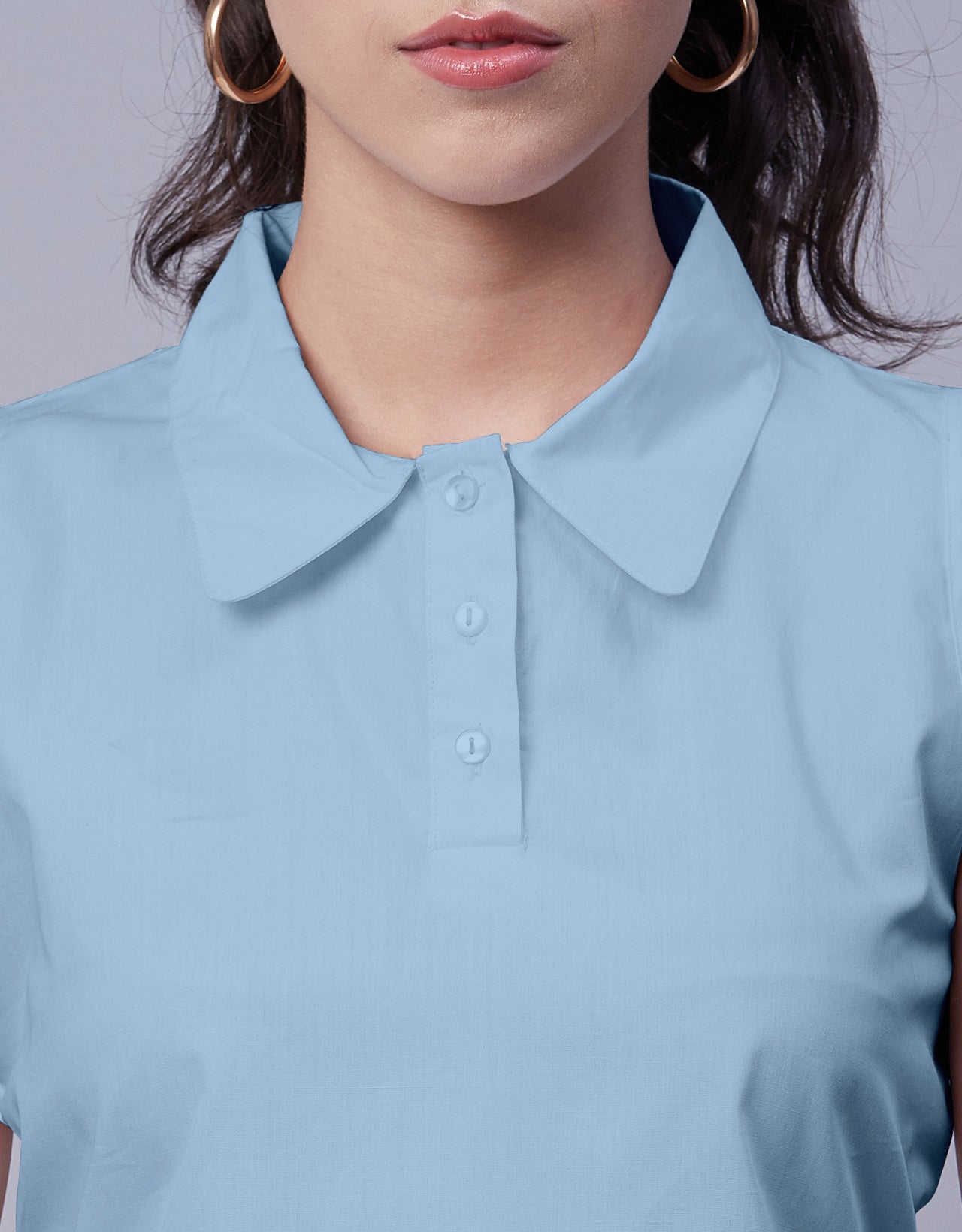 Solid Collar Neck Crop Top