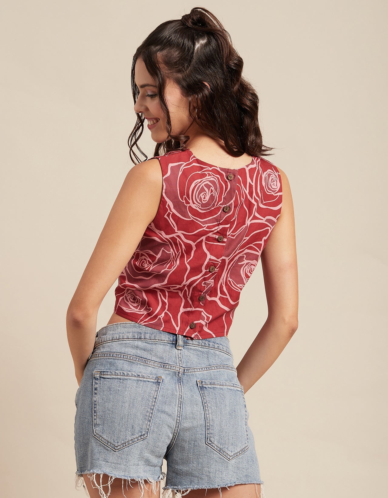 Printed Sleeveless Short Top