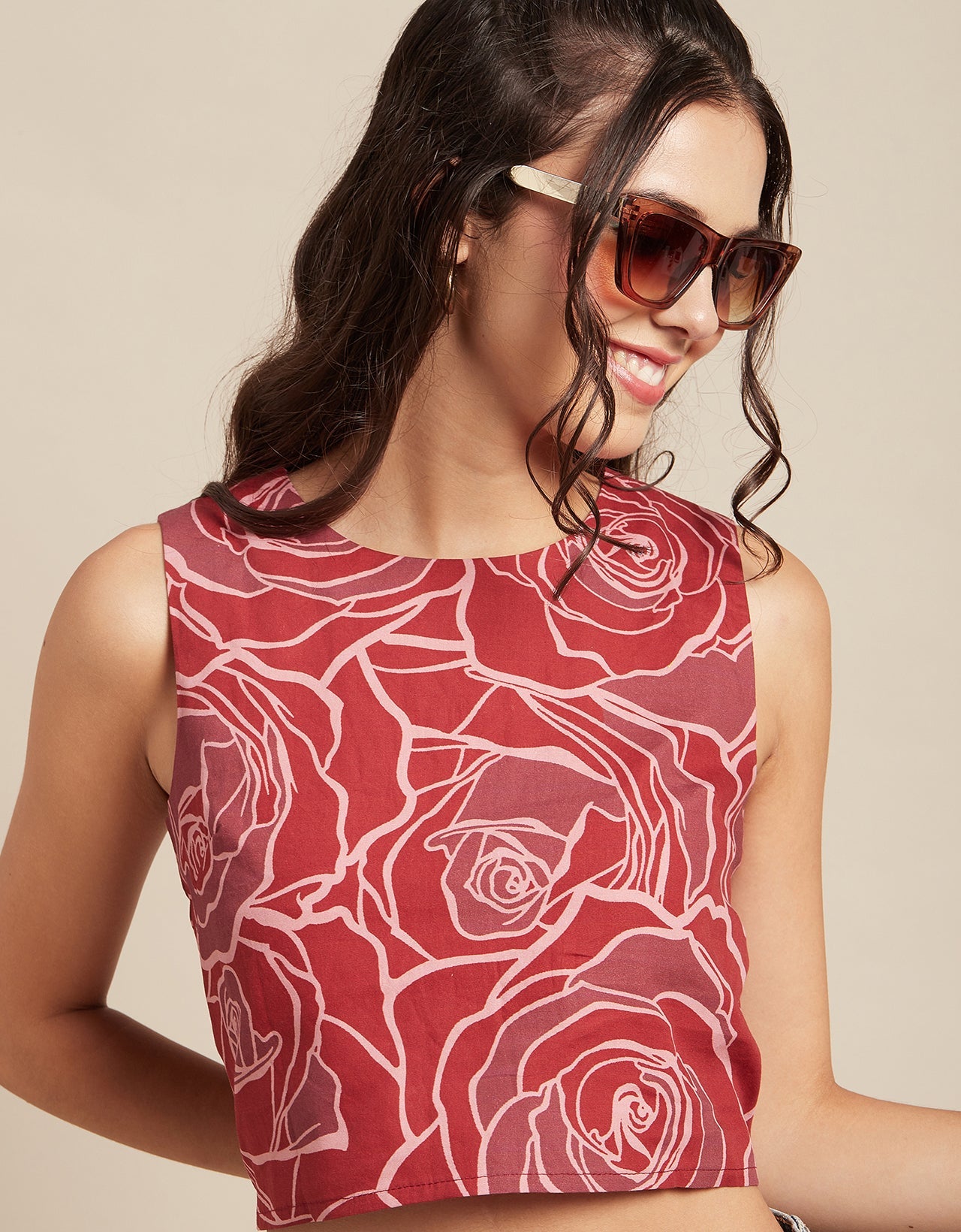 Printed Sleeveless Short Top