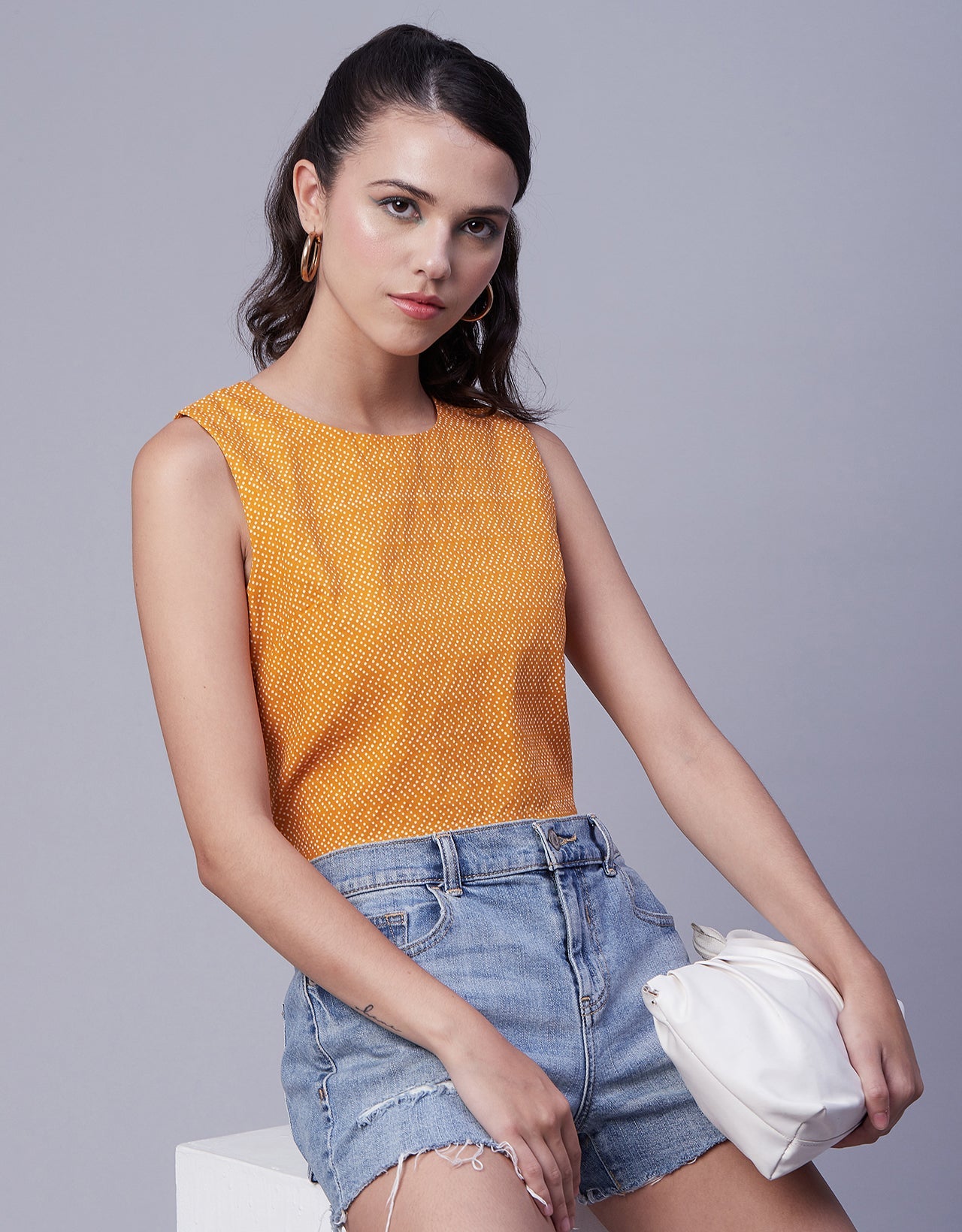 Printed Sleeveless Short Top