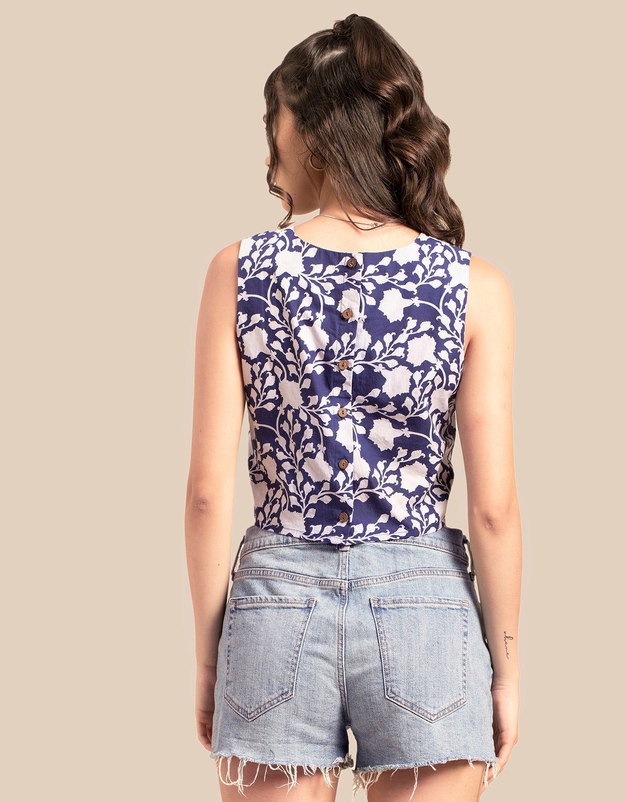 Printed Sleeveless Short Top
