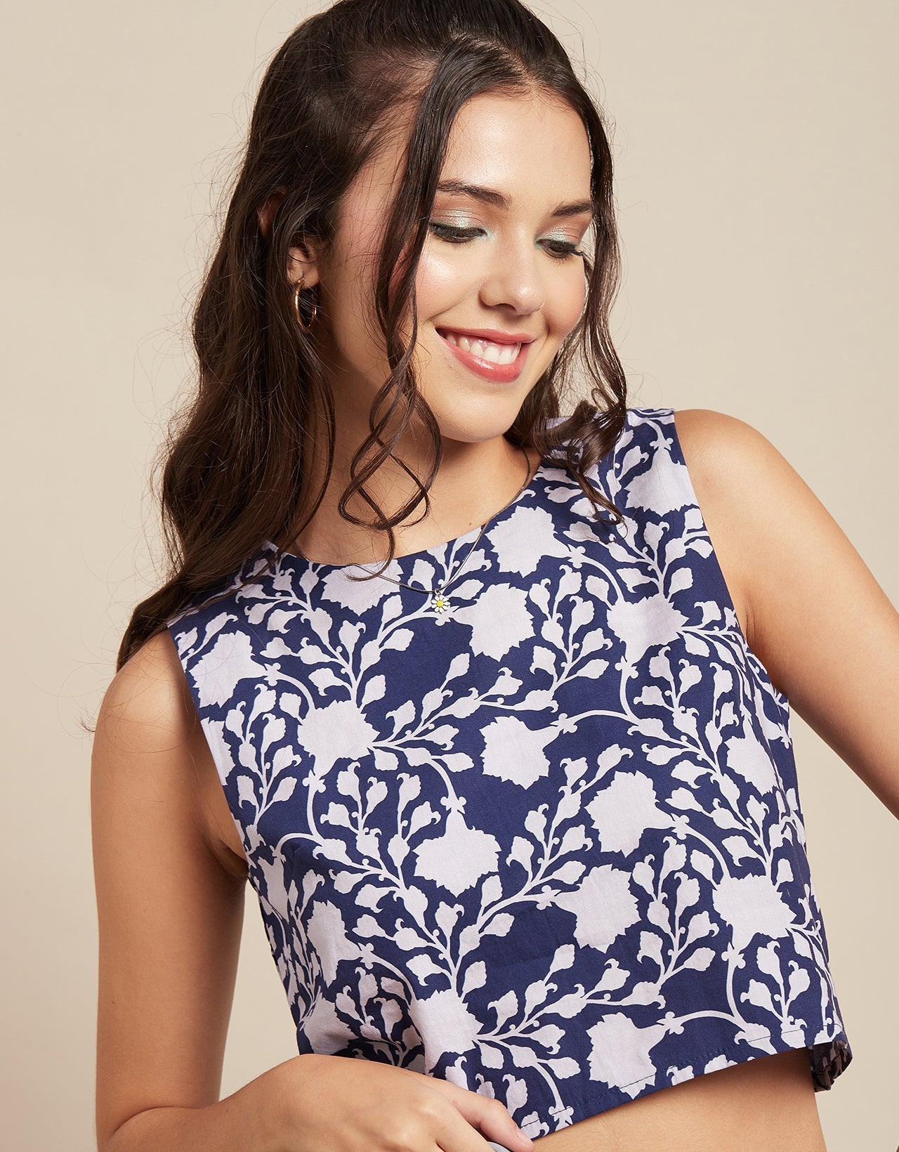 Printed Sleeveless Short Top