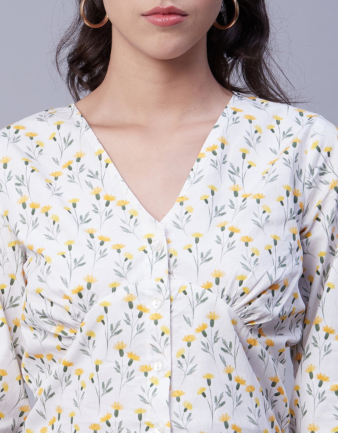Printed Long Sleeve Crop Top