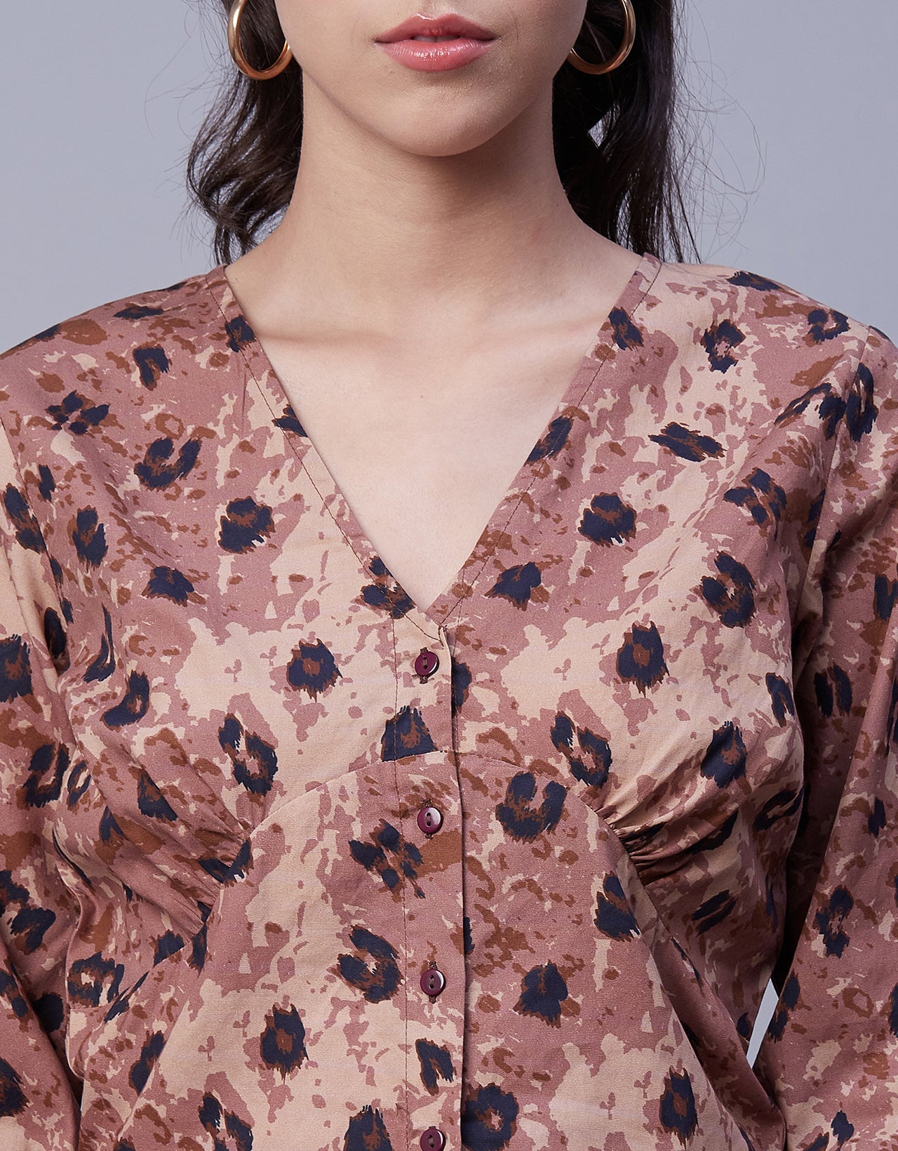 Printed Long Sleeve Crop Top