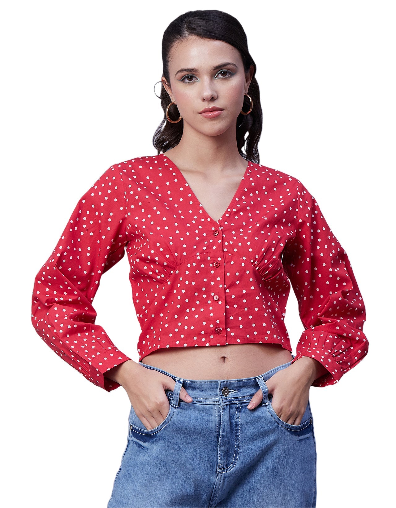 Printed Long Sleeve Crop Top