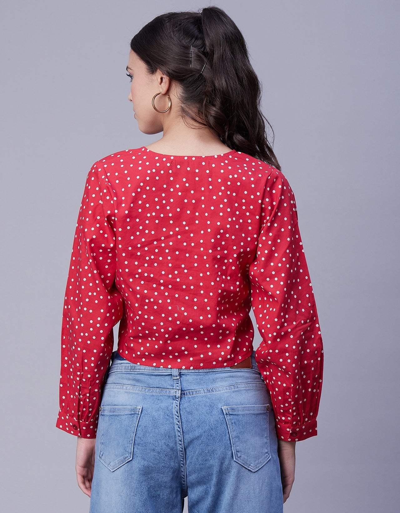 Printed Long Sleeve Crop Top