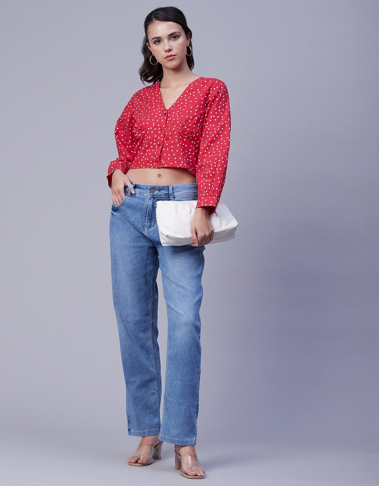 Printed Long Sleeve Crop Top