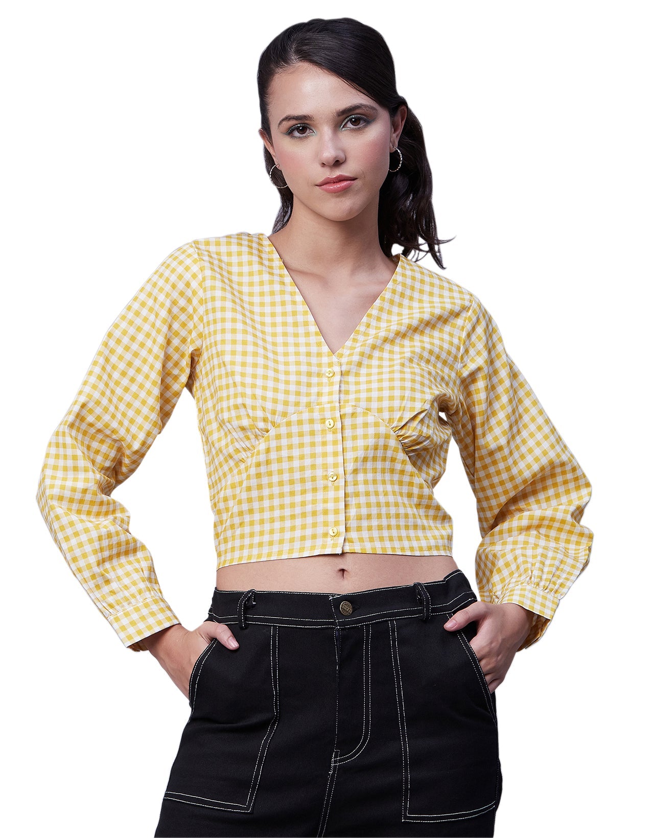 Printed Long Sleeve Crop Top