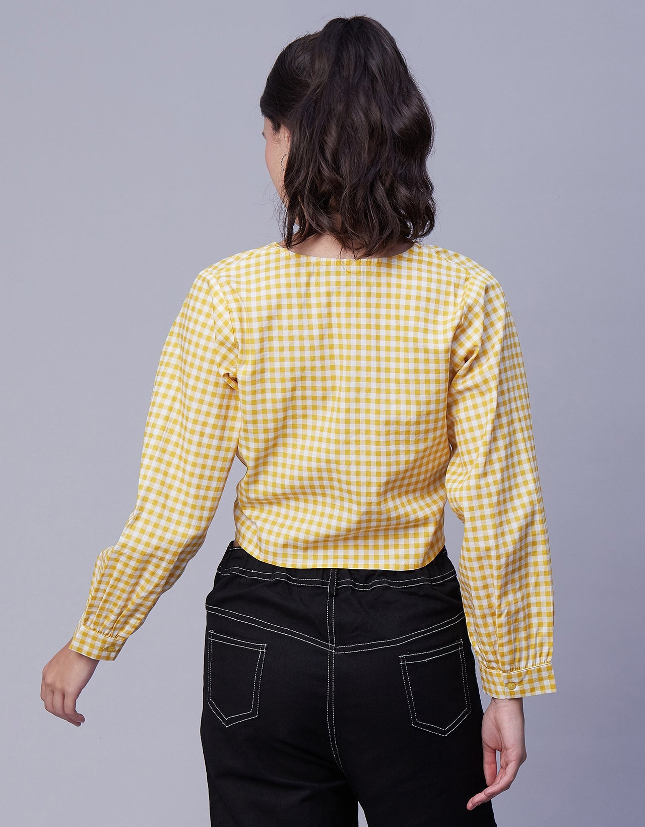 Printed Long Sleeve Crop Top