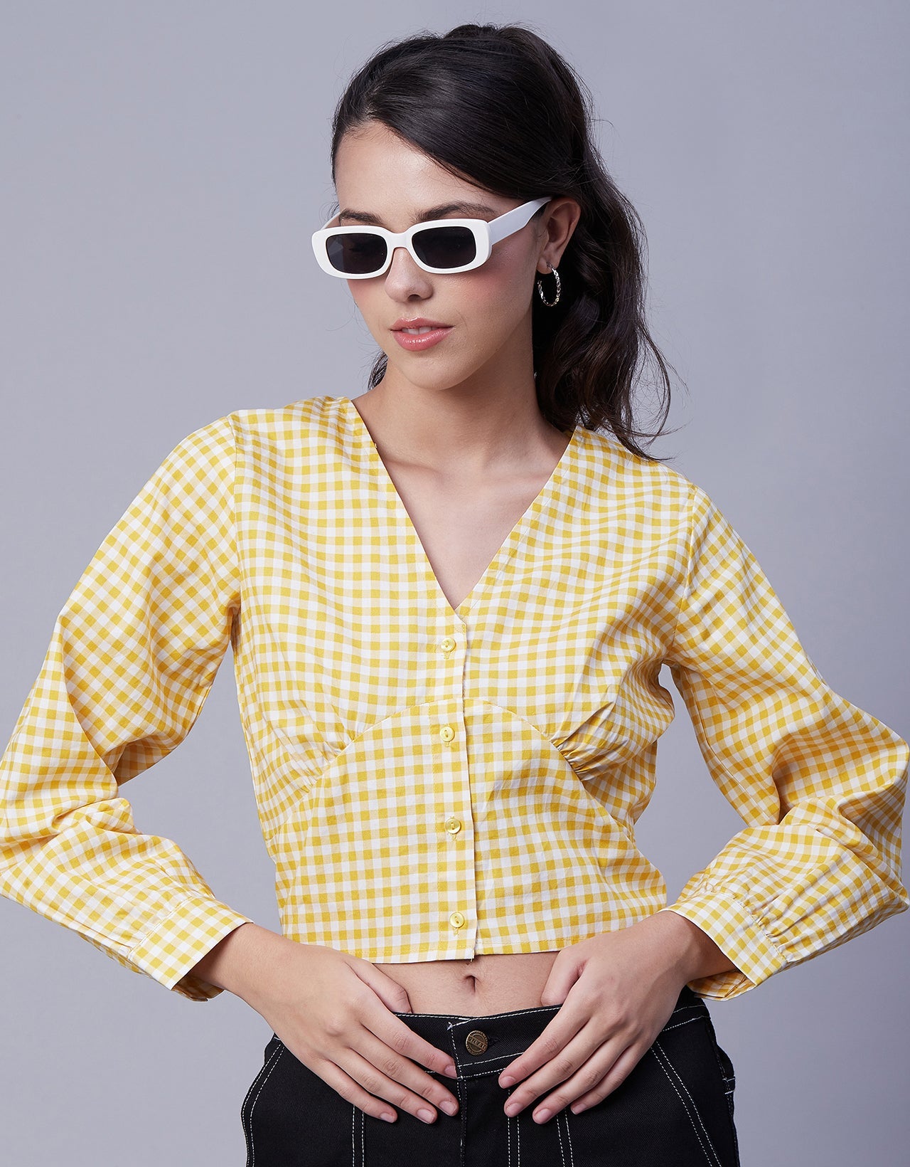 Printed Long Sleeve Crop Top