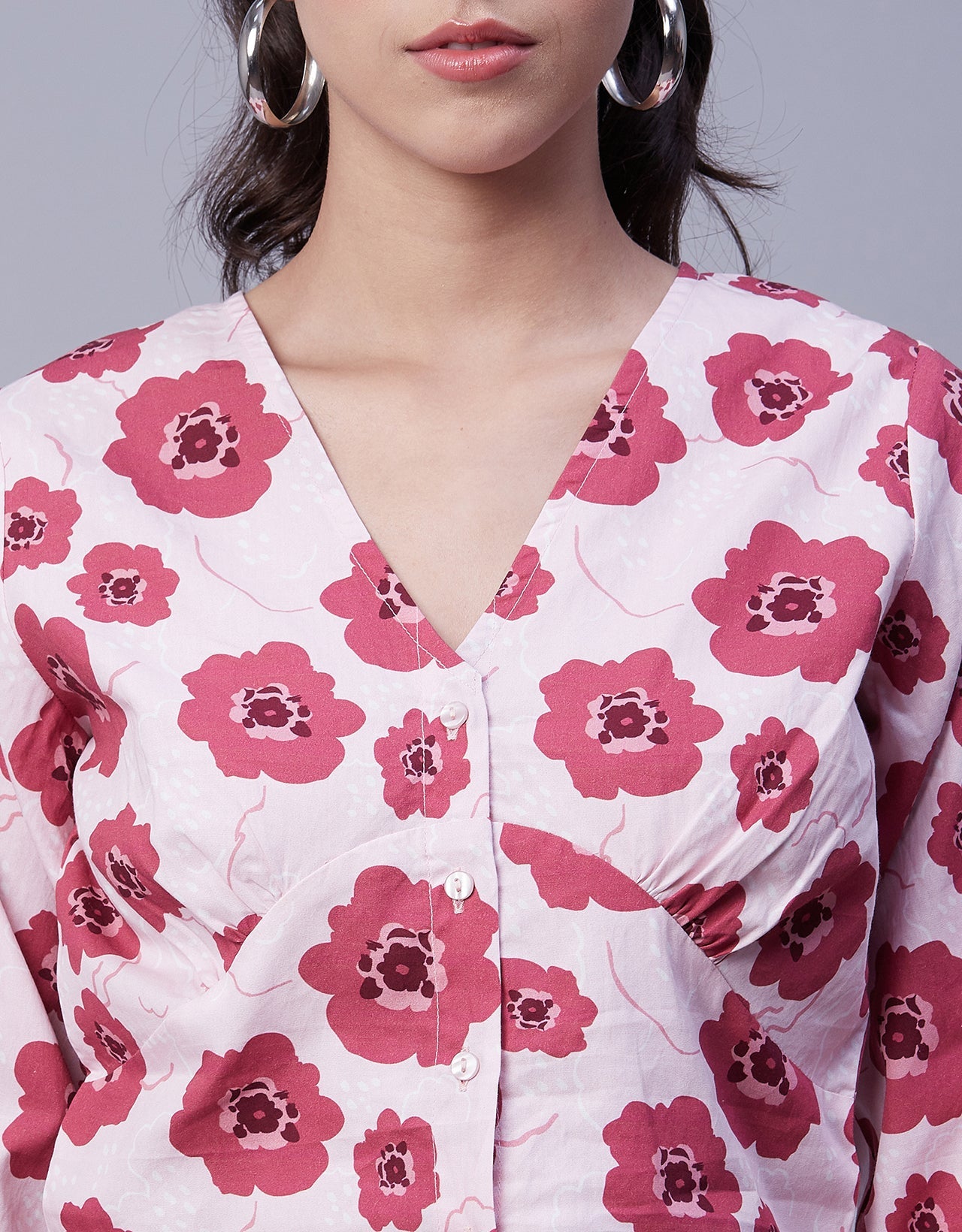 Printed Long Sleeve Crop Top