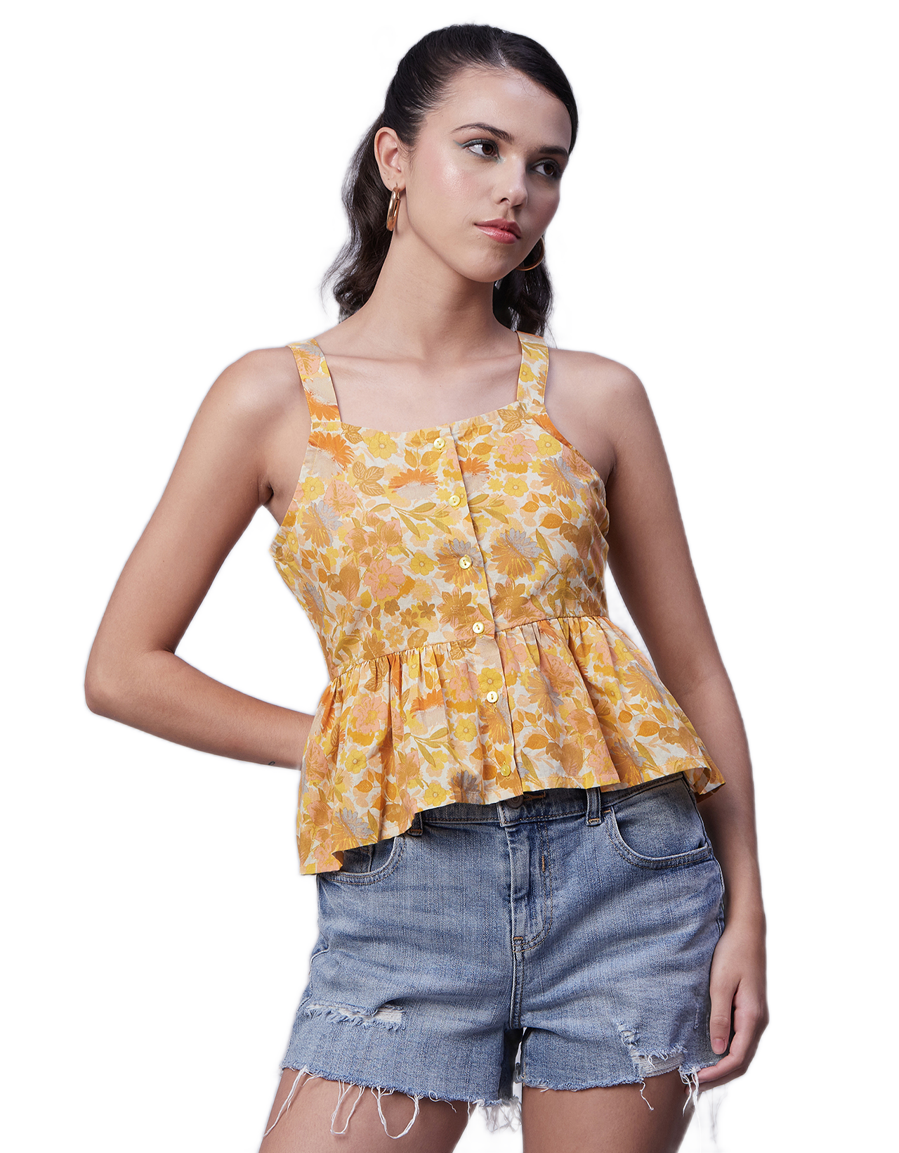 Sleeveless Peplum Strappy Top
