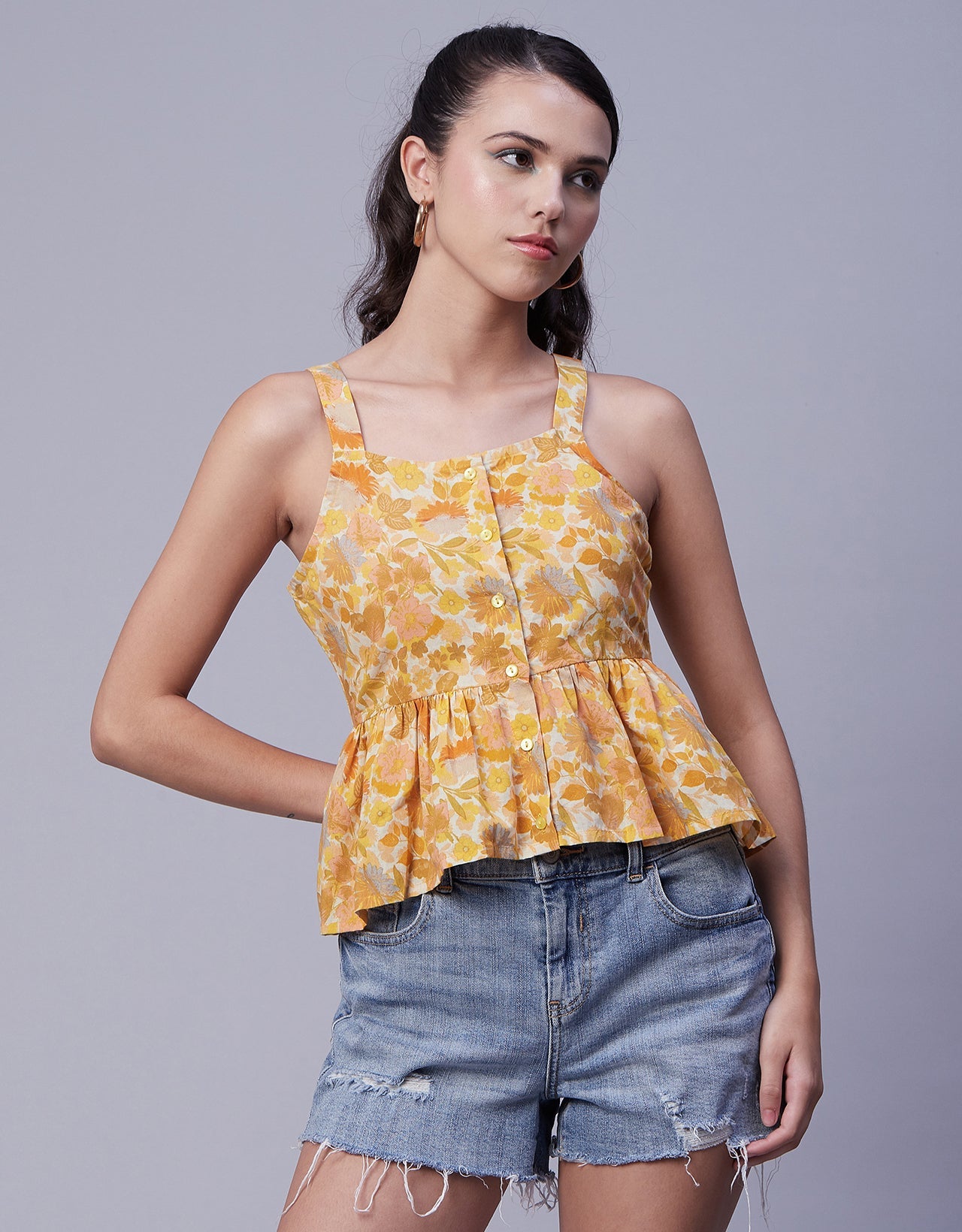 Sleeveless Peplum Strappy Top