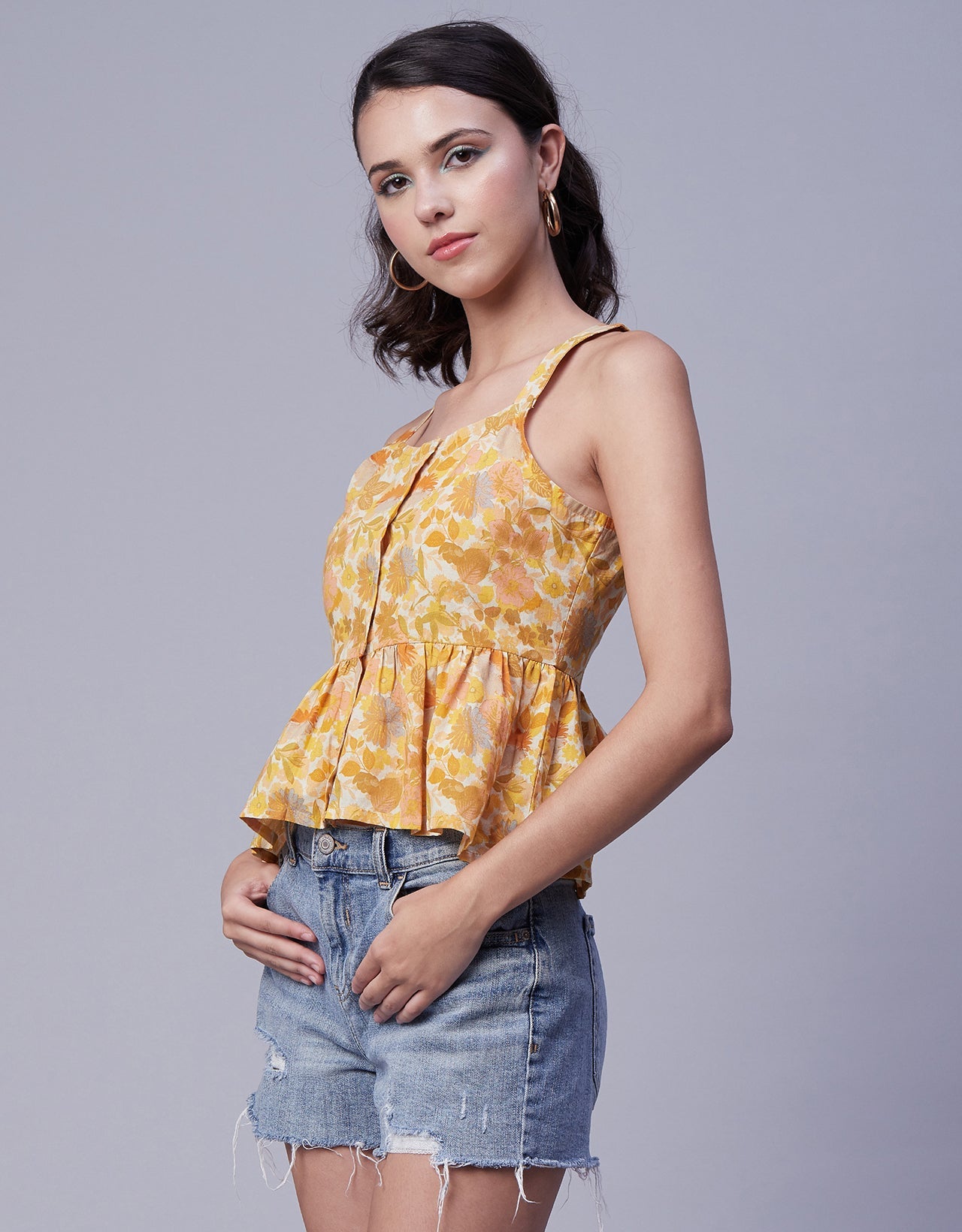 Sleeveless Peplum Strappy Top