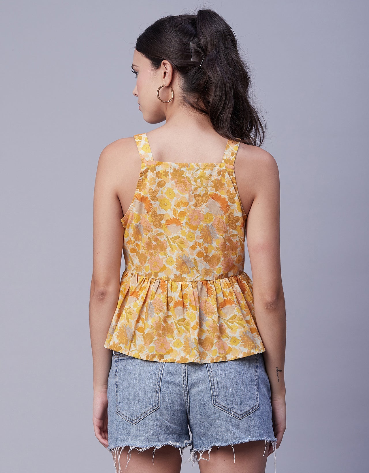 Sleeveless Peplum Strappy Top