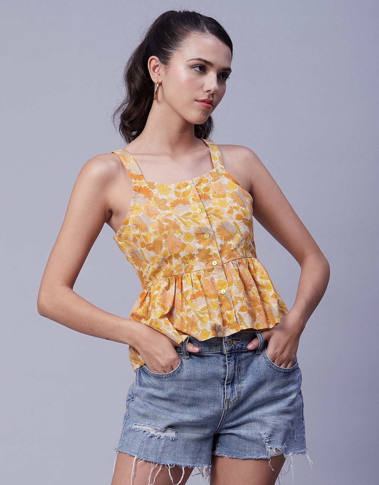 Sleeveless Peplum Strappy Top