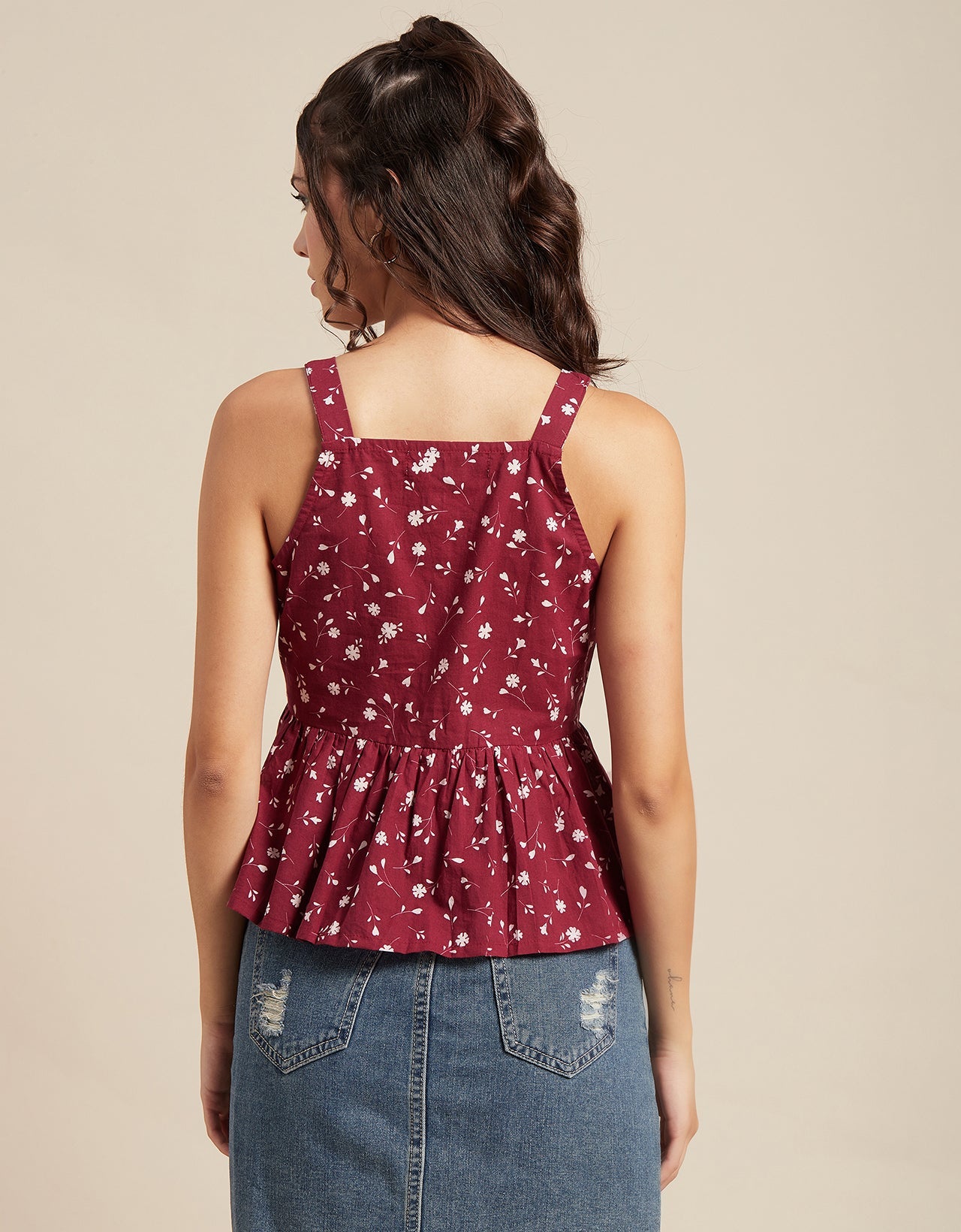 Sleeveless Peplum Strappy Top