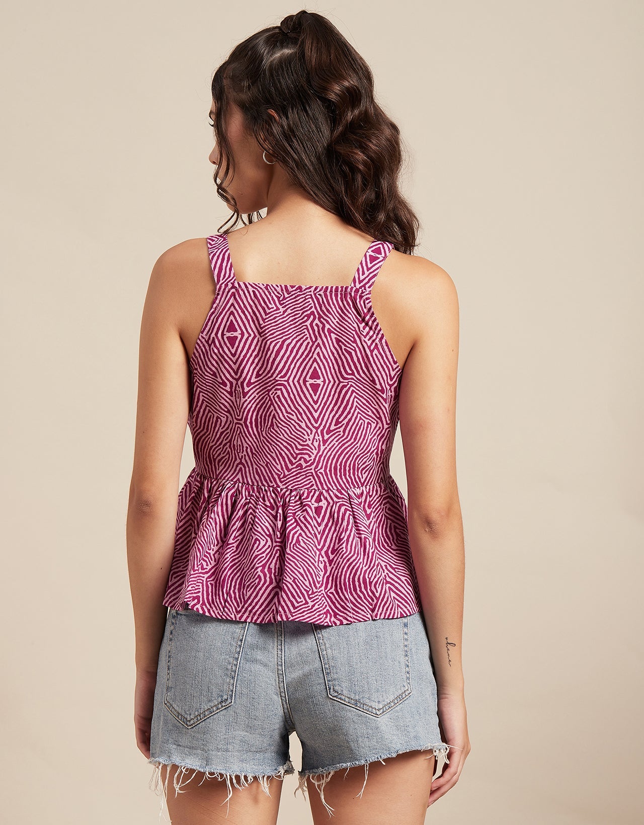 Sleeveless Peplum Strappy Top