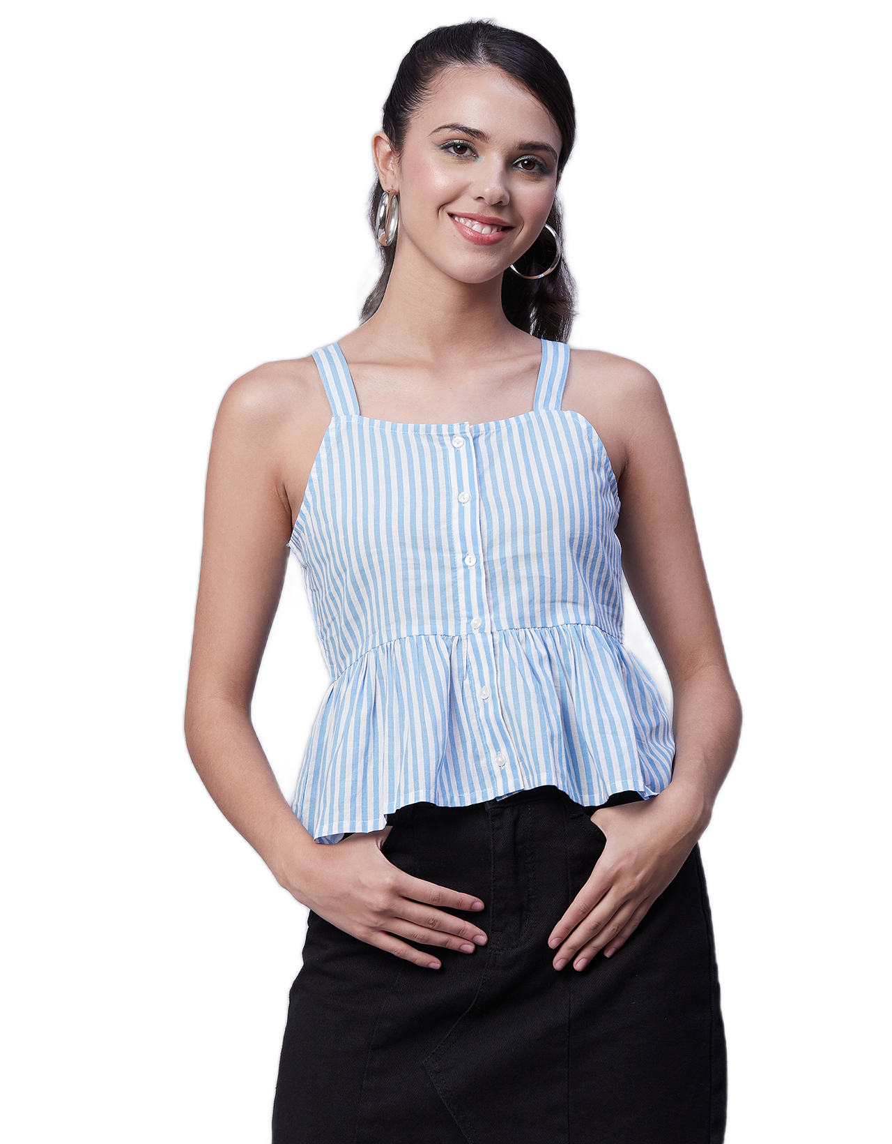Sleeveless Peplum Strappy Top