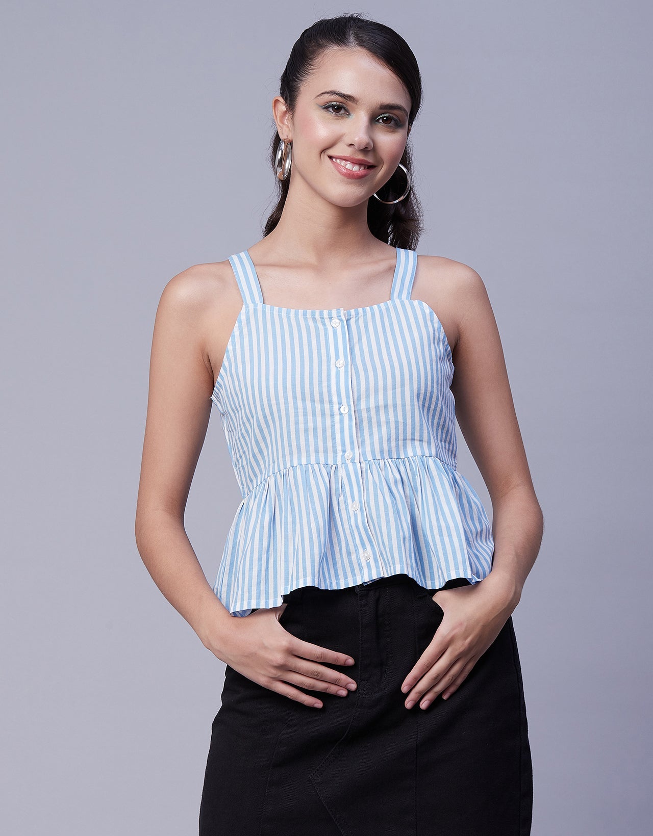 Sleeveless Peplum Strappy Top