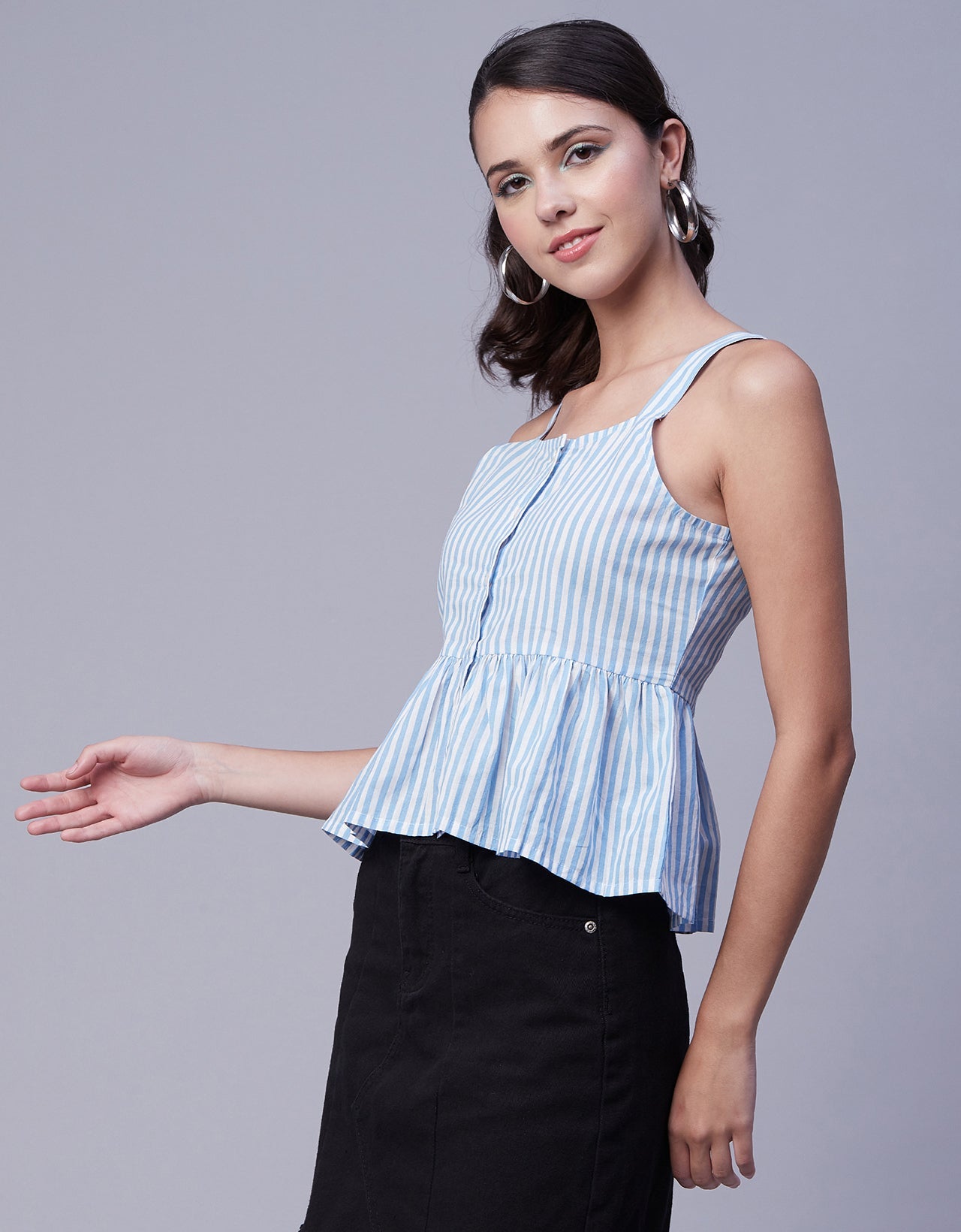 Sleeveless Peplum Strappy Top